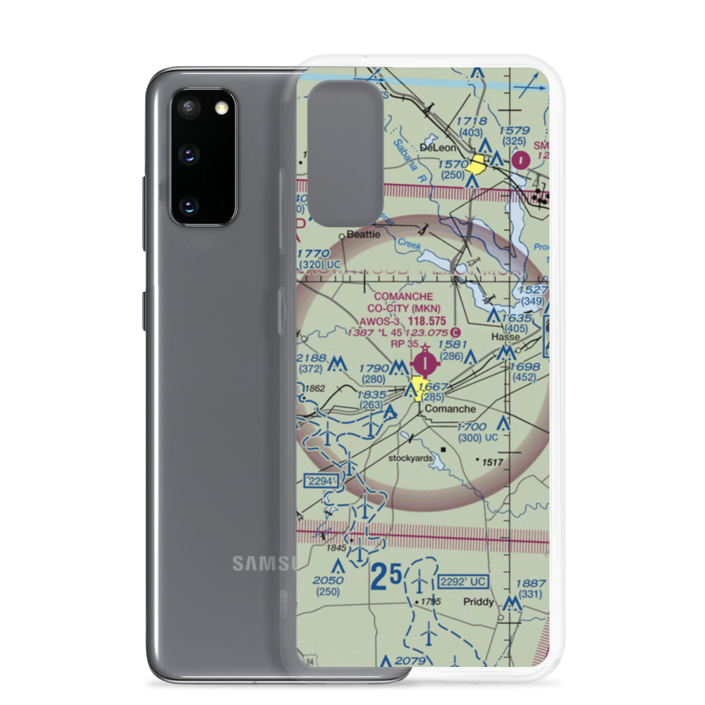 Comanche County City Airport (MKN) VFR Sectional Samsung Case Samsung Galaxy S20 model shown