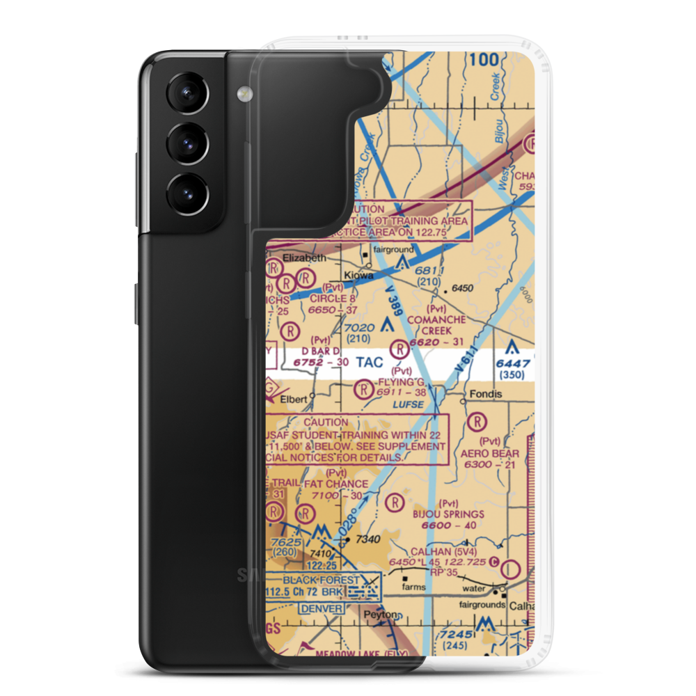 Comanche Creek Airport (07CO) VFR Sectional Samsung Case Samsung Galaxy S21 Plus model shown