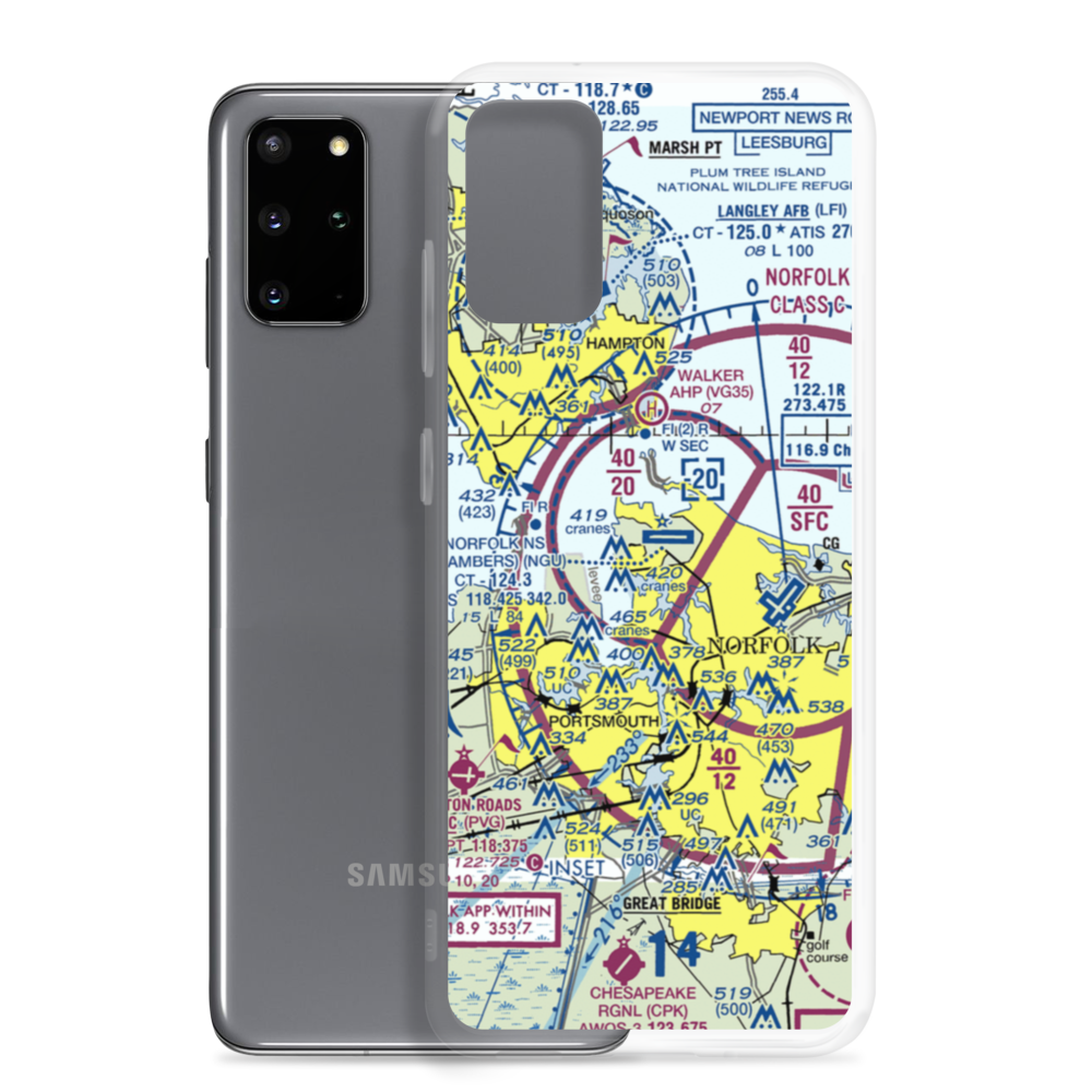 Comlantflt Heliport (NCL) VFR Sectional Samsung Case Samsung Galaxy S20 Plus model shown