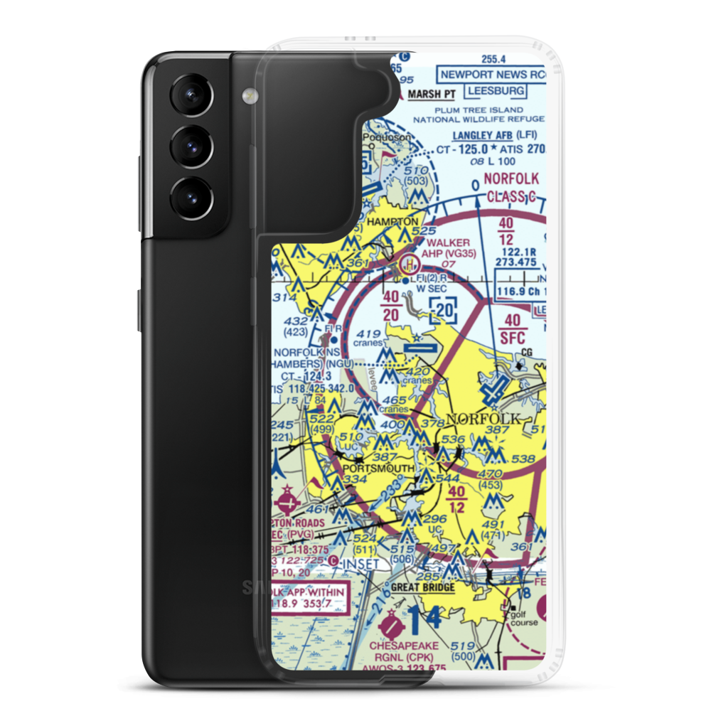 Comlantflt Heliport (NCL) VFR Sectional Samsung Case Samsung Galaxy S21 Plus model shown