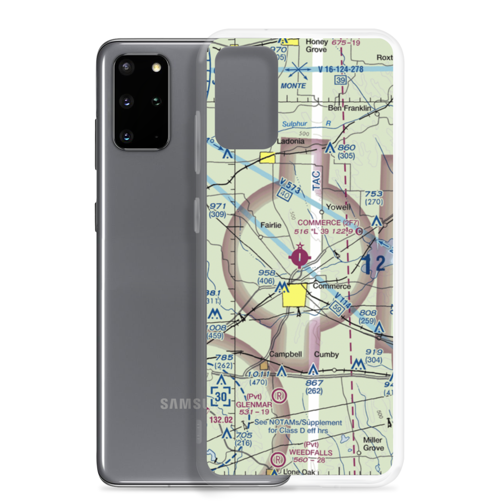 Commerce Municipal Airport (2F7) VFR Sectional Samsung Case Samsung Galaxy S20 Plus model shown