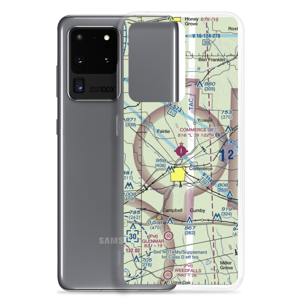 Commerce Municipal Airport (2F7) VFR Sectional Samsung Case Samsung Galaxy S20 Ultra model shown
