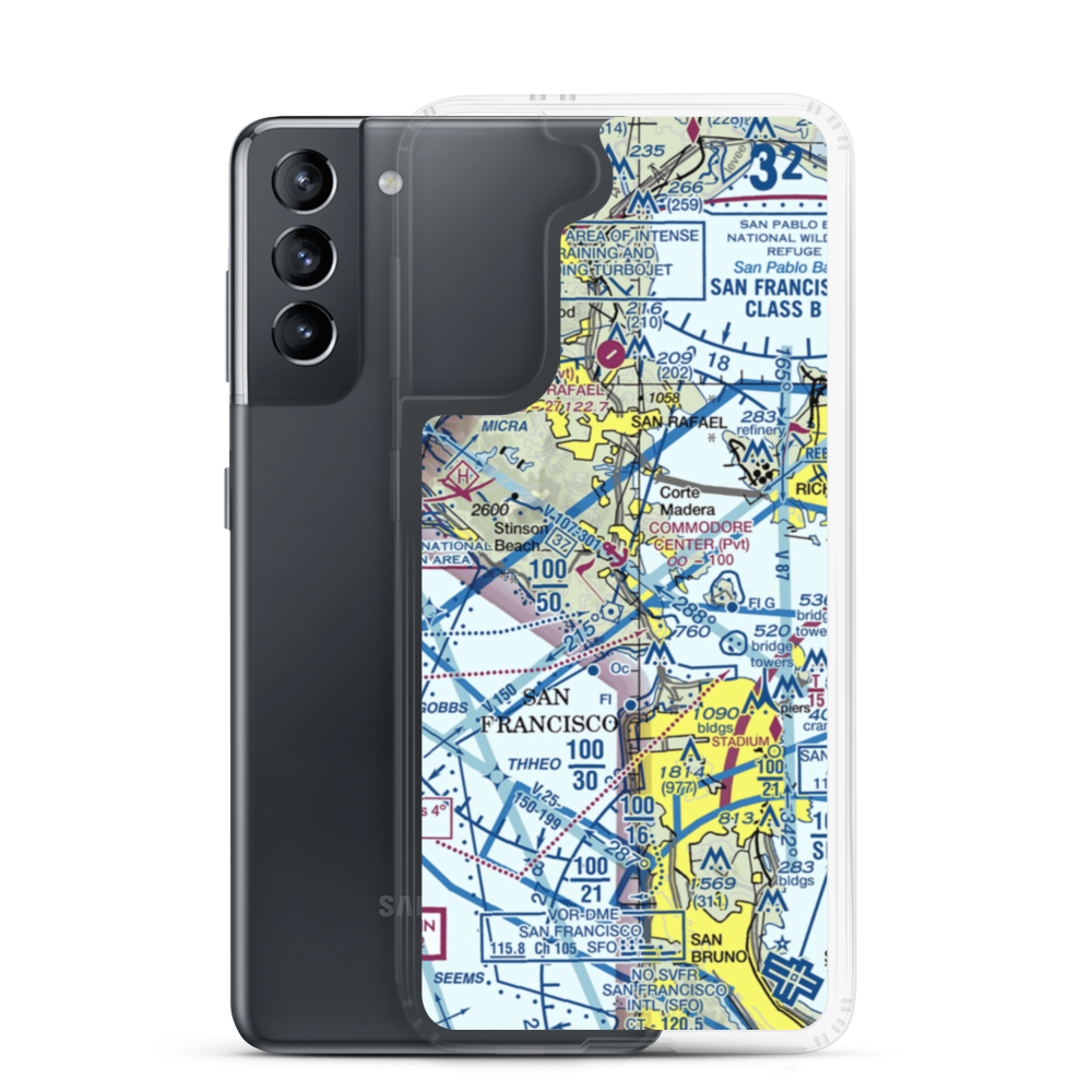 Commodore Center Heliport (JMC) VFR Sectional Samsung Case Samsung Galaxy S21 model shown