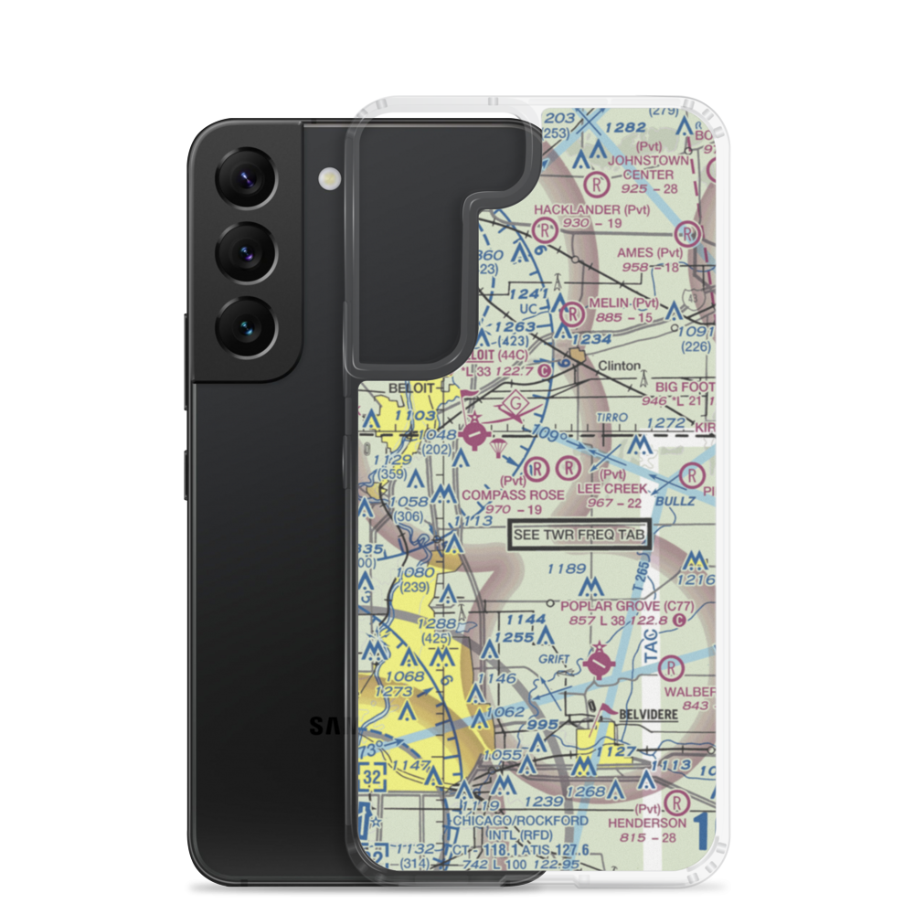 Compass Rose Airport (LL87) VFR Sectional Samsung Case Samsung Galaxy S22 model shown
