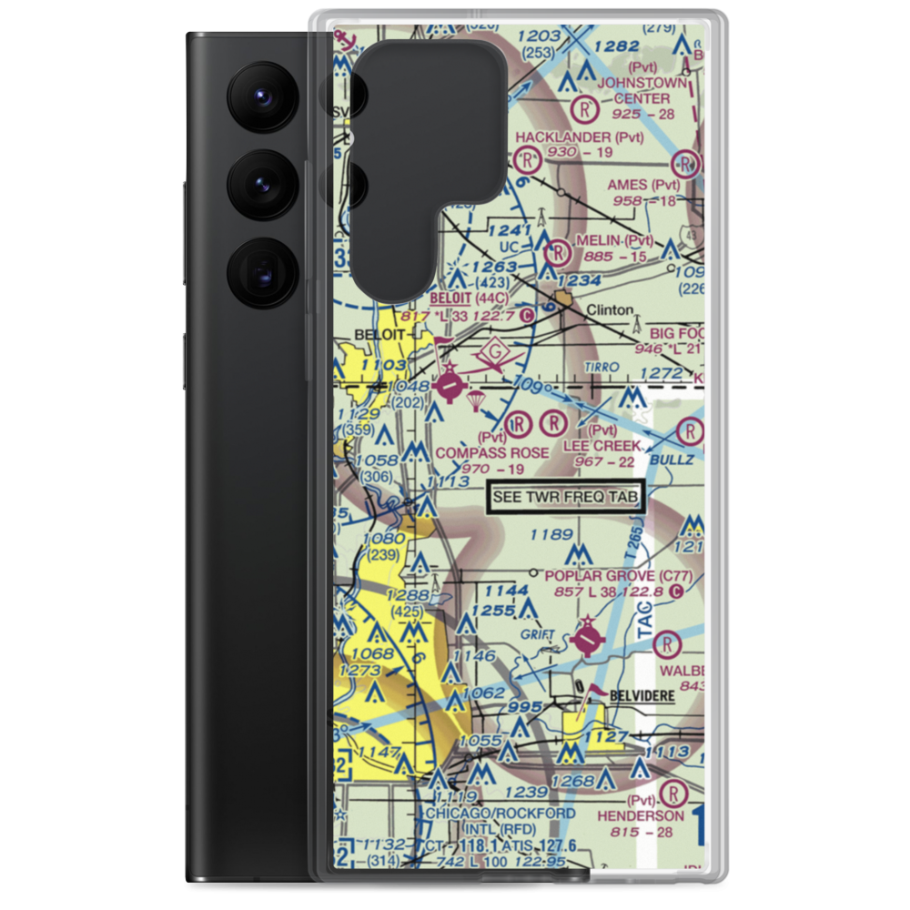 Compass Rose Airport (LL87) VFR Sectional Samsung Case Samsung Galaxy S22 Ultra model shown