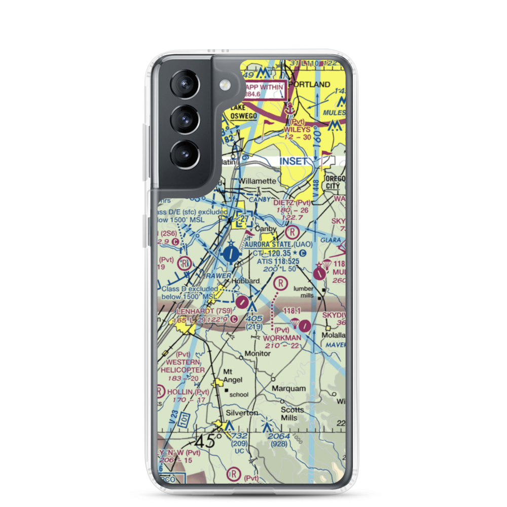 Compton Airport (44OR) VFR Sectional Samsung Case Samsung Galaxy S21 model shown