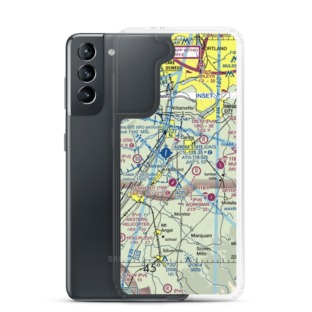 Compton Airport (44OR) VFR Sectional Samsung Case Samsung Galaxy S21 model shown