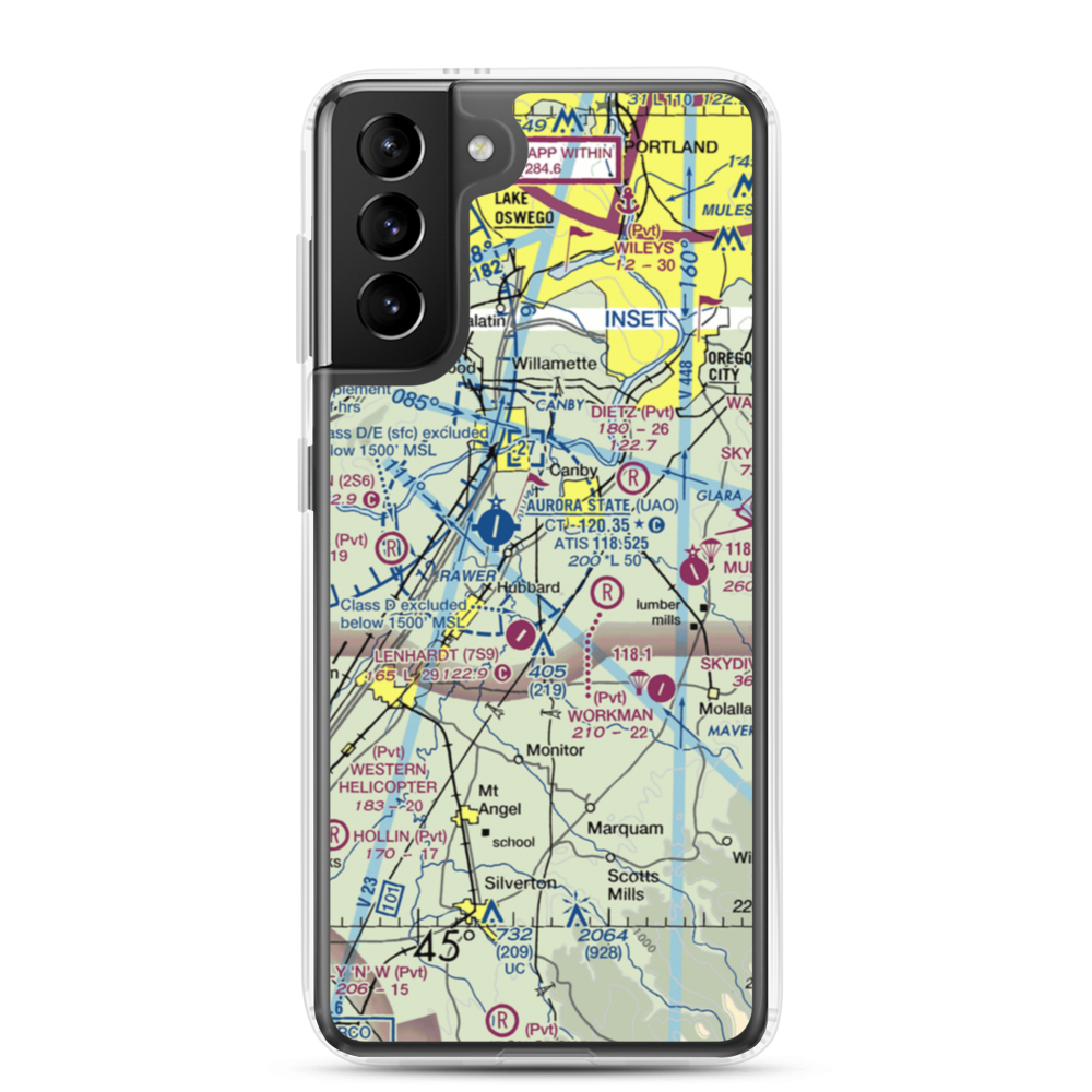 Compton Airport (44OR) VFR Sectional Samsung Case Samsung Galaxy S21 Plus model shown