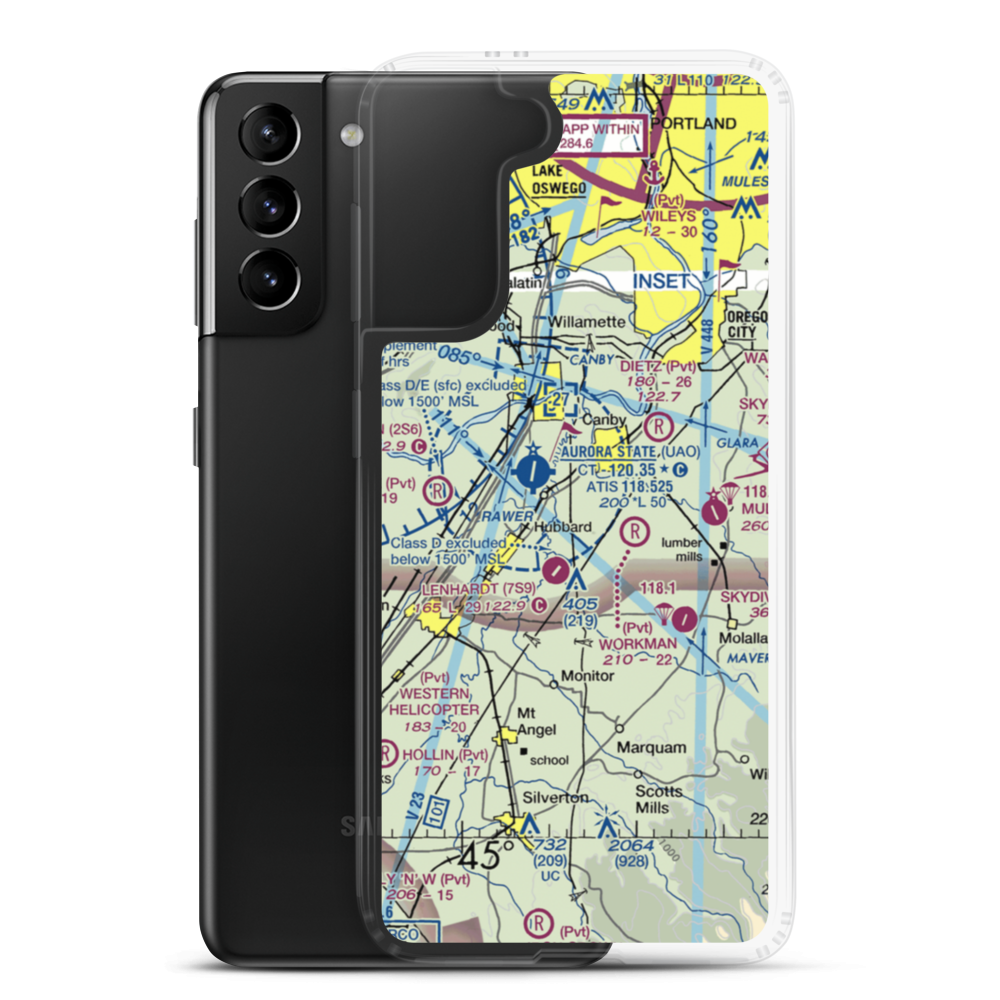 Compton Airport (44OR) VFR Sectional Samsung Case Samsung Galaxy S21 Plus model shown