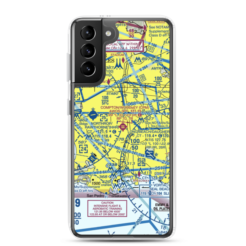 Compton Woodley Airport (CPM) VFR Sectional Samsung Case Samsung Galaxy S21 Plus model shown