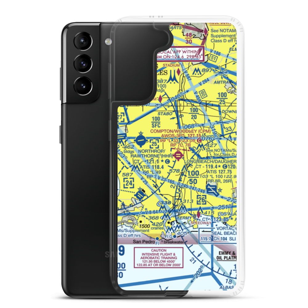 Compton Woodley Airport (CPM) VFR Sectional Samsung Case Samsung Galaxy S21 Plus model shown