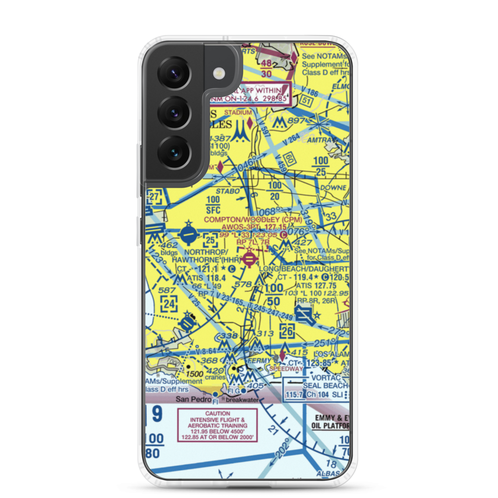 Compton Woodley Airport (CPM) VFR Sectional Samsung Case Samsung Galaxy S22 Plus model shown