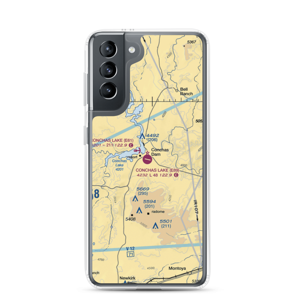 Conchas Lake Airport (E89) VFR Sectional Samsung Case Samsung Galaxy S21 model shown