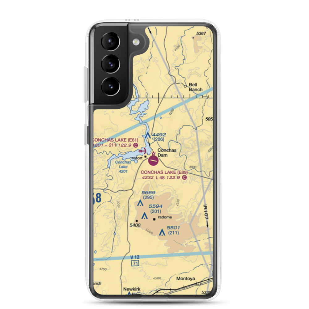 Conchas Lake Airport (E89) VFR Sectional Samsung Case Samsung Galaxy S21 Plus model shown