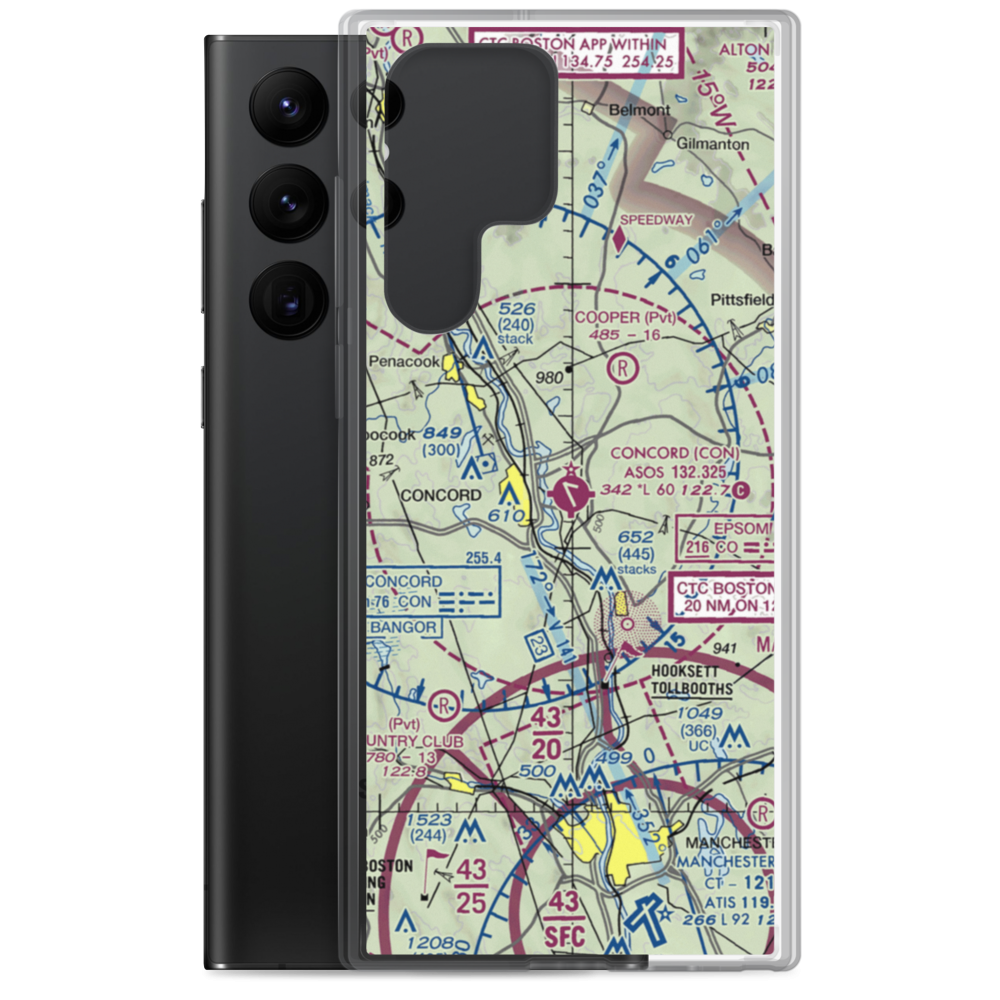 Concord Municipal Airport (CON) VFR Sectional Samsung Case Samsung Galaxy S22 Ultra model shown