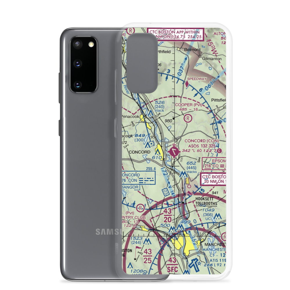 Concord Municipal Airport (CON) VFR Sectional Samsung Case Samsung Galaxy S20 model shown
