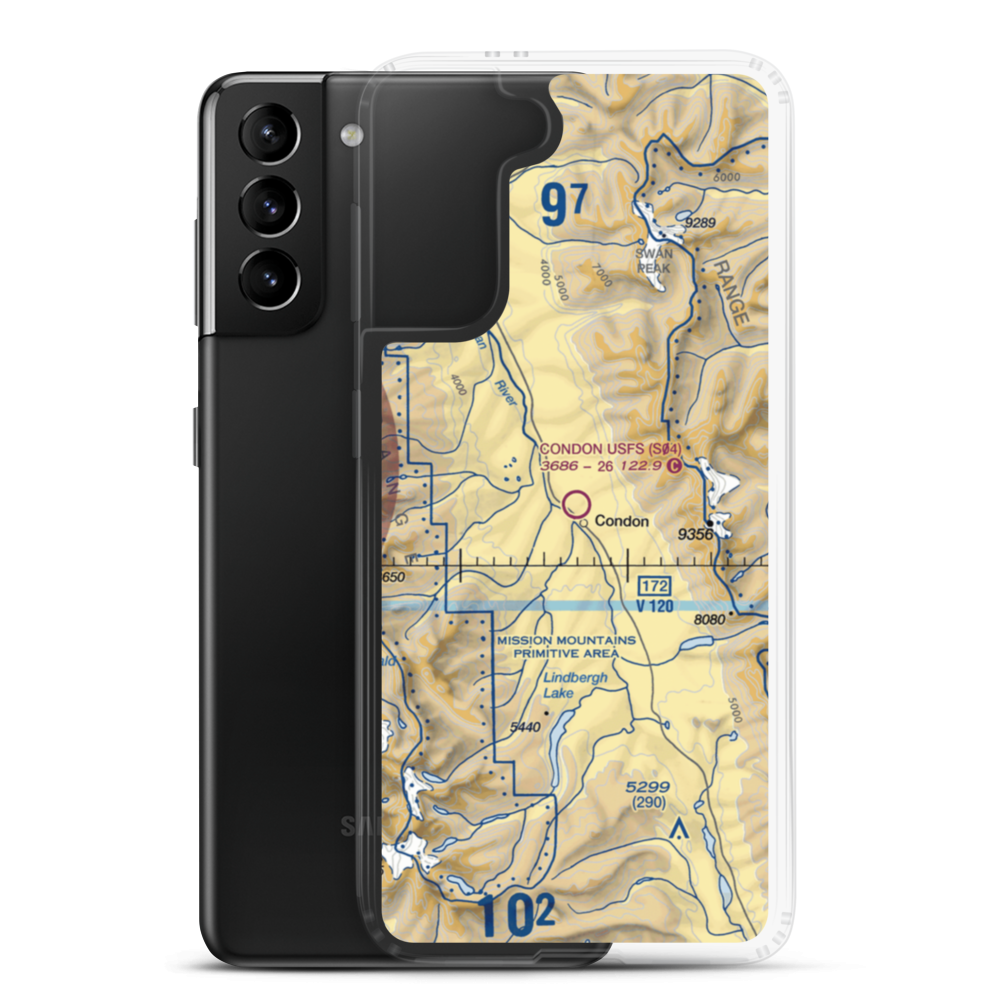Condon US Forest Service Airport (S04) VFR Sectional Samsung Case Samsung Galaxy S21 Plus model shown