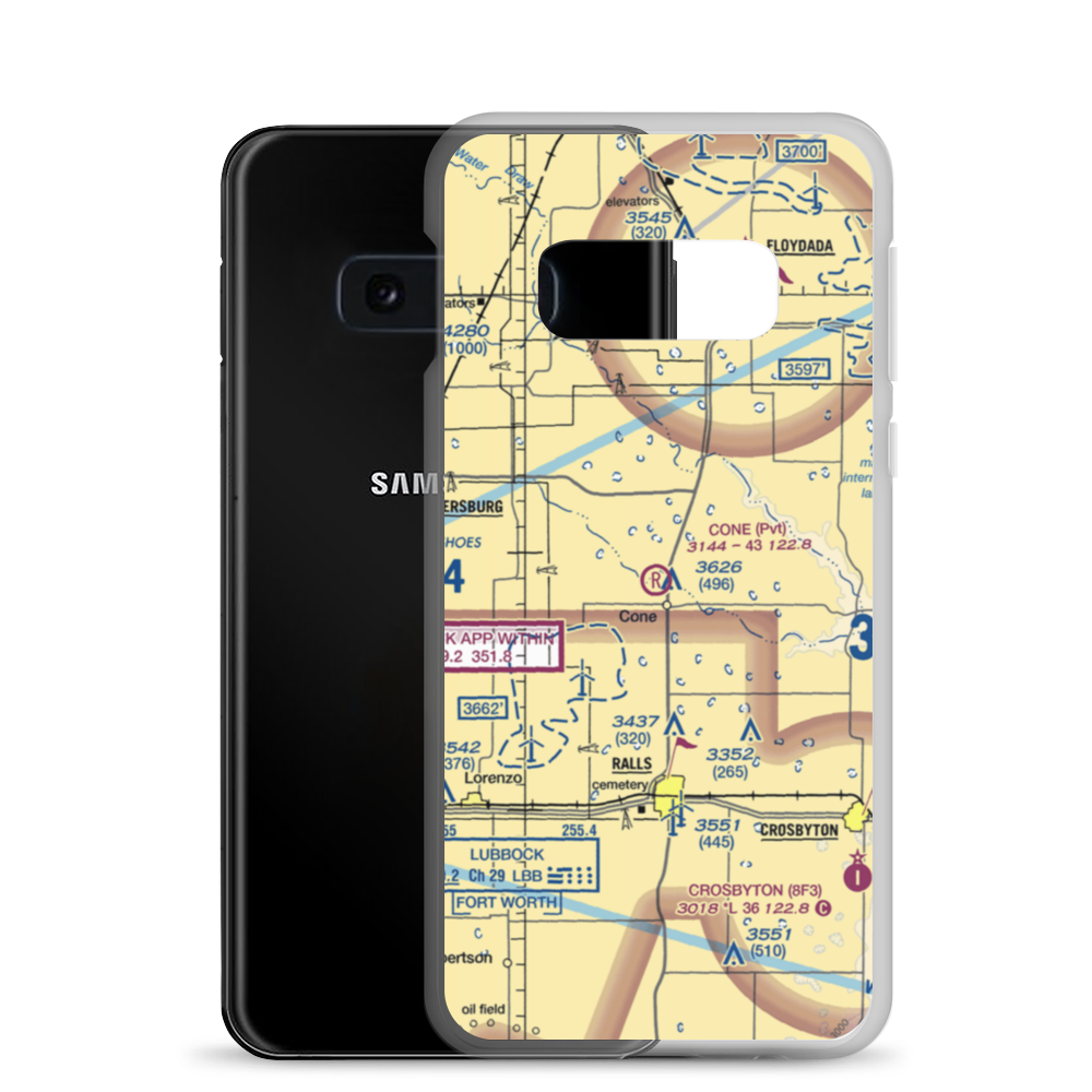 Cone Airport (30TE) VFR Sectional Samsung Case Samsung Galaxy S10e model shown