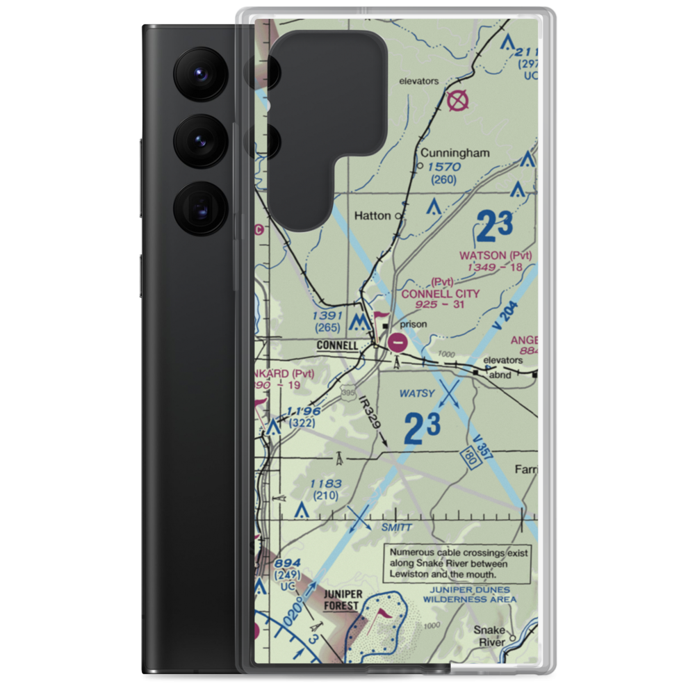 Connell City Airport (WA14) VFR Sectional Samsung Case Samsung Galaxy S22 Ultra model shown