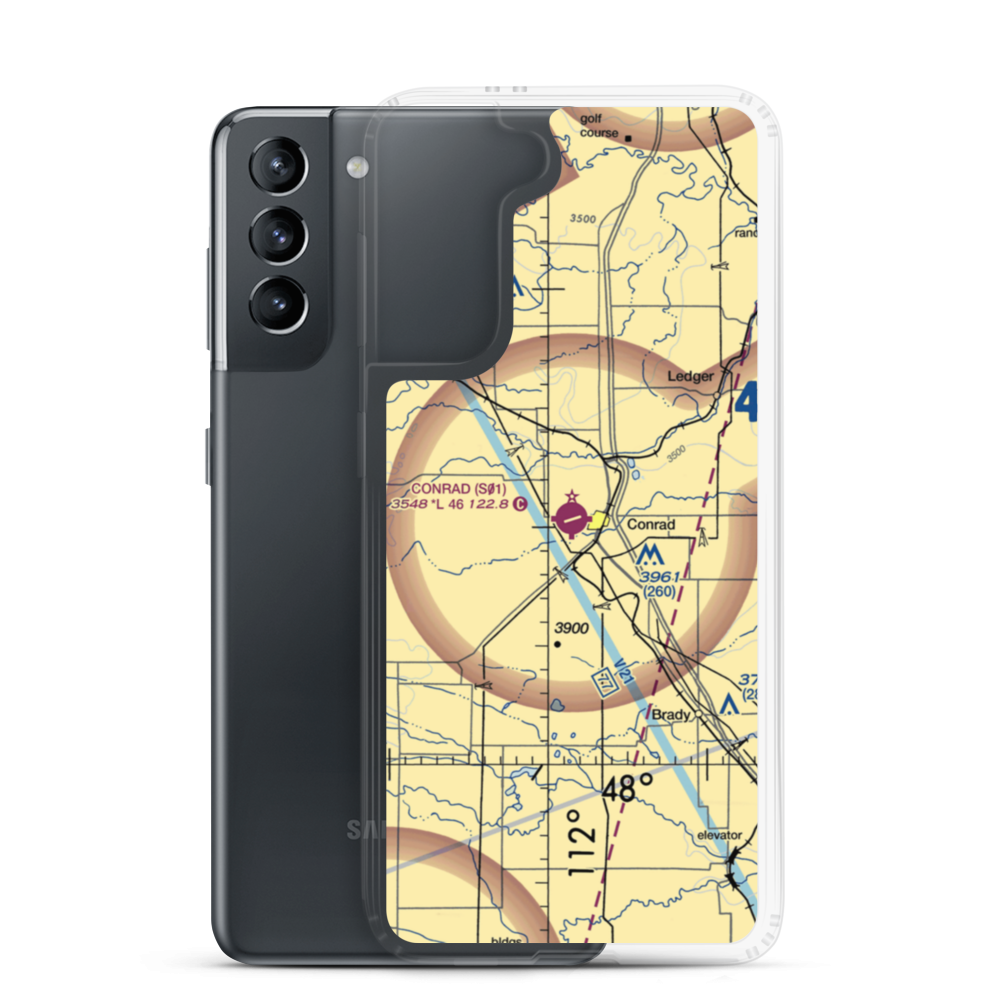 Conrad Airport (S01) VFR Sectional Samsung Case Samsung Galaxy S21 model shown
