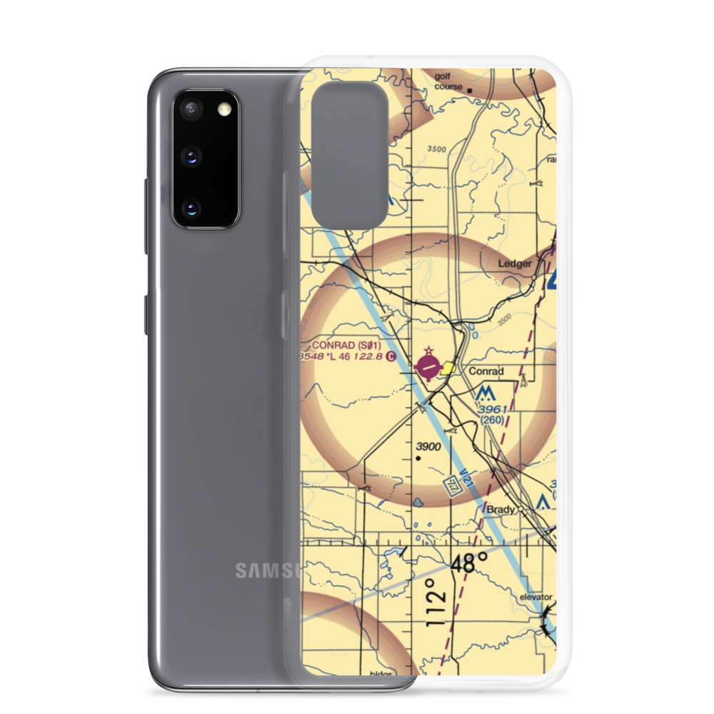 Conrad Airport (S01) VFR Sectional Samsung Case Samsung Galaxy S20 model shown