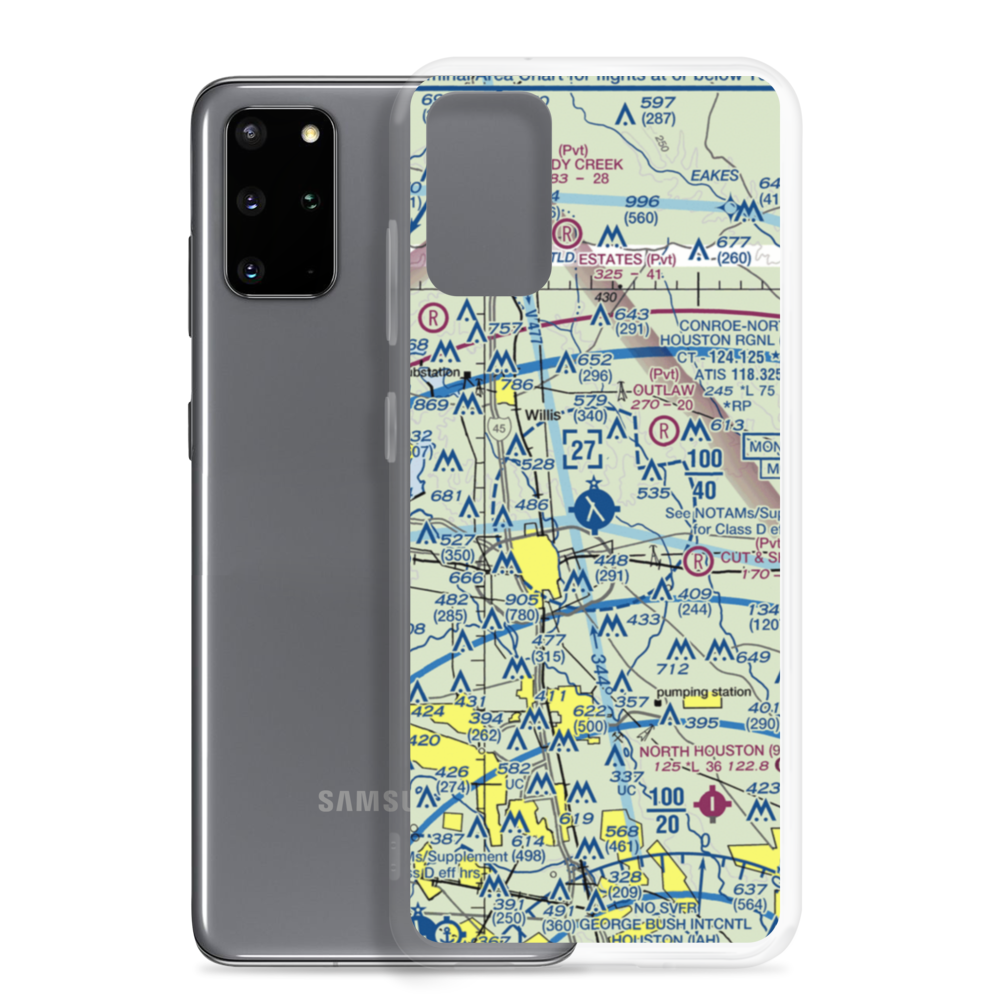 Conroe-North Houston Regional Airport (CXO) VFR Sectional Samsung Case Samsung Galaxy S20 Plus model shown