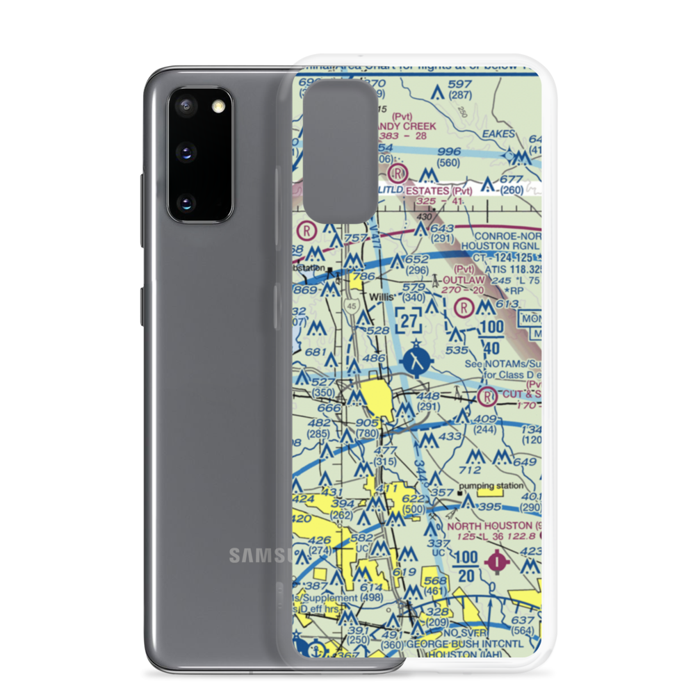 Conroe-North Houston Regional Airport (CXO) VFR Sectional Samsung Case Samsung Galaxy S20 model shown