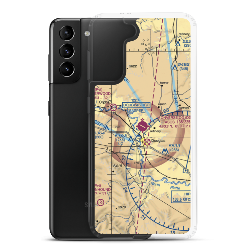 Converse County Airport (DGW) VFR Sectional Samsung Case Samsung Galaxy S21 Plus model shown