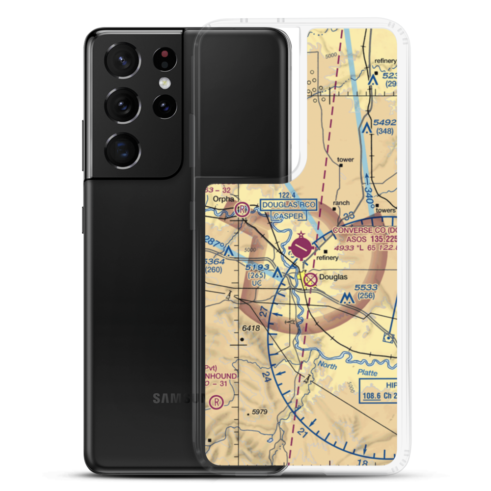 Converse County Airport (DGW) VFR Sectional Samsung Case Samsung Galaxy S21 Ultra model shown