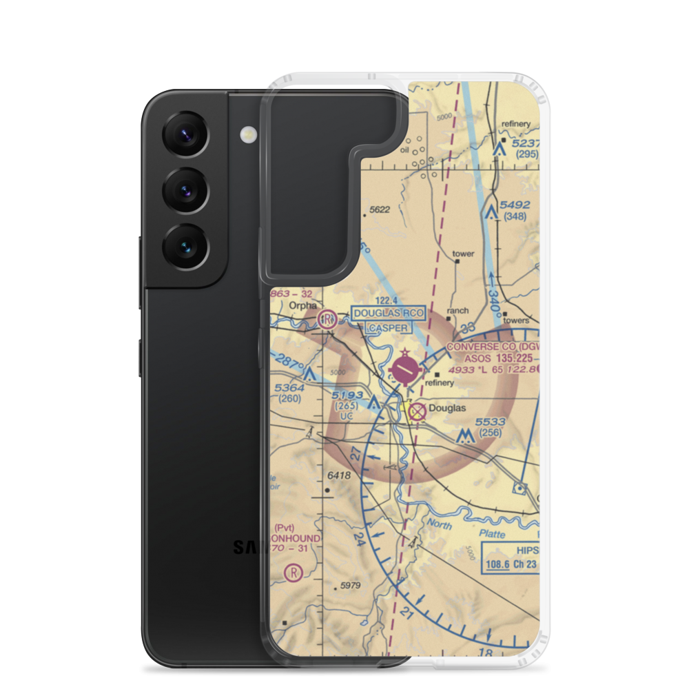 Converse County Airport (DGW) VFR Sectional Samsung Case Samsung Galaxy S22 model shown