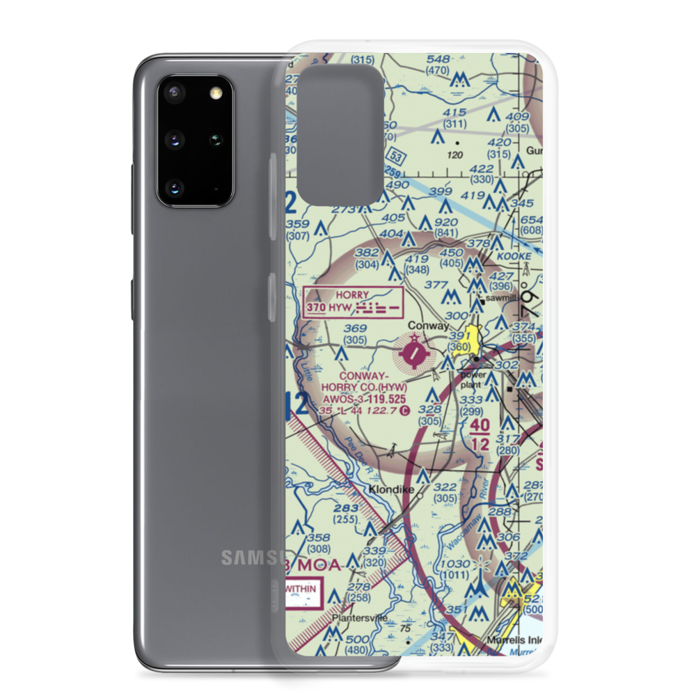 Conway Horry County Airport (HYW) VFR Sectional Samsung Case Samsung Galaxy S20 Plus model shown