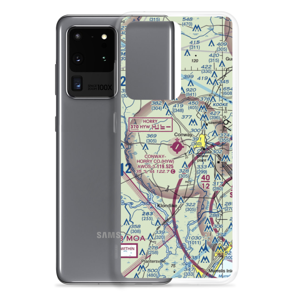 Conway Horry County Airport (HYW) VFR Sectional Samsung Case Samsung Galaxy S20 Ultra model shown