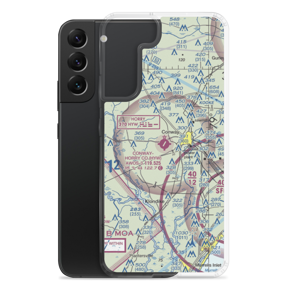 Conway Horry County Airport (HYW) VFR Sectional Samsung Case Samsung Galaxy S22 Plus model shown