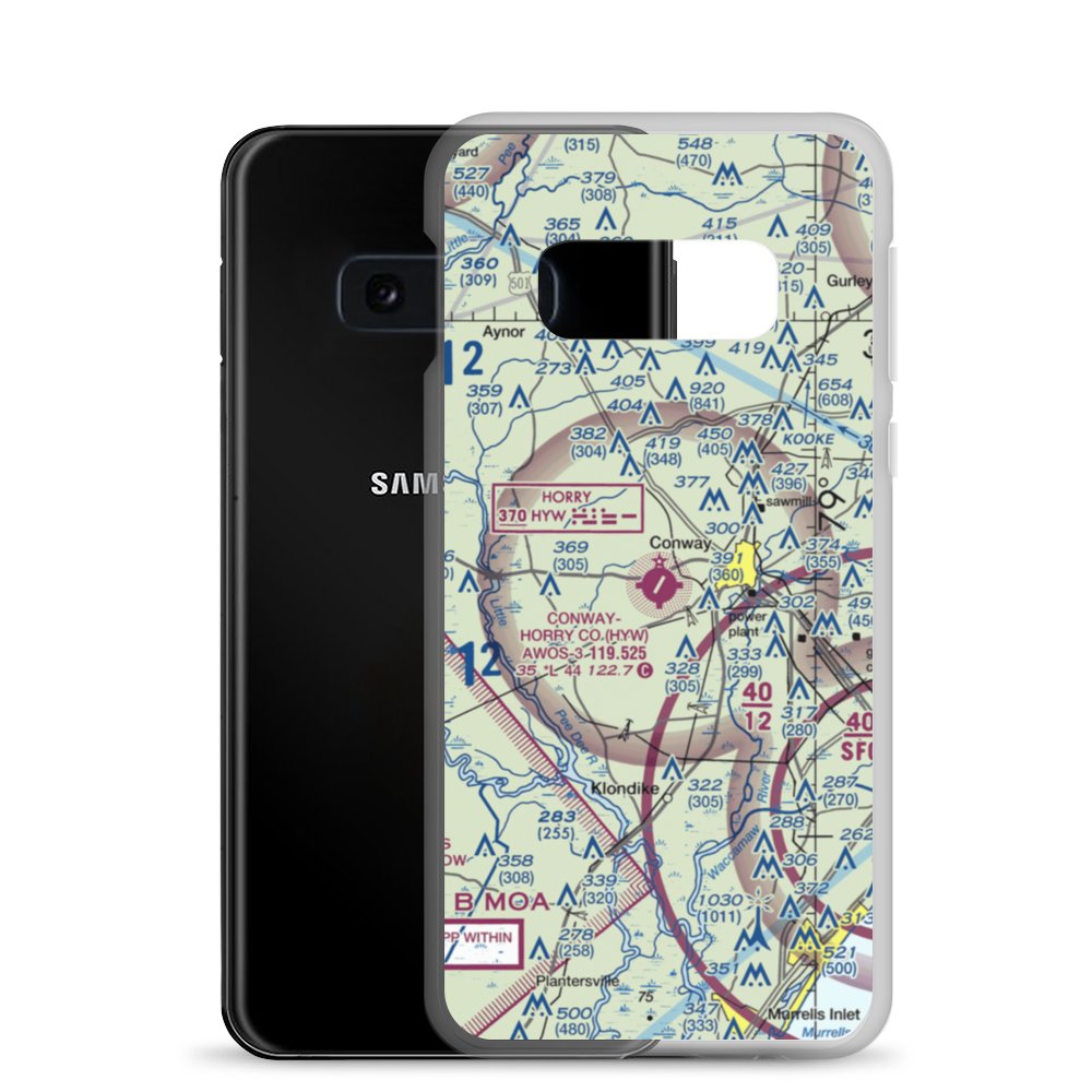 Conway Horry County Airport (HYW) VFR Sectional Samsung Case Samsung Galaxy S10e model shown