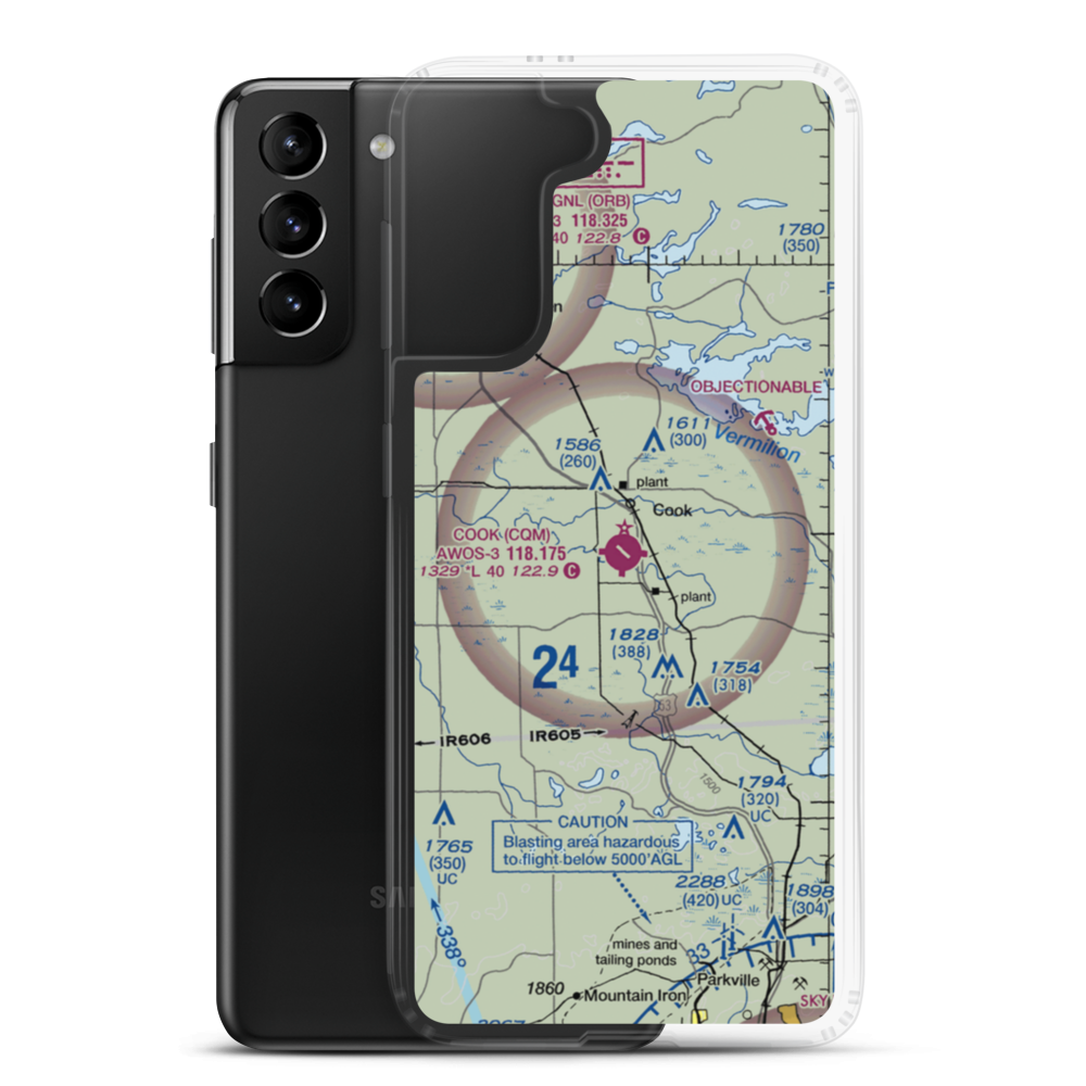 Cook Municipal Airport (CQM) VFR Sectional Samsung Case Samsung Galaxy S21 Plus model shown