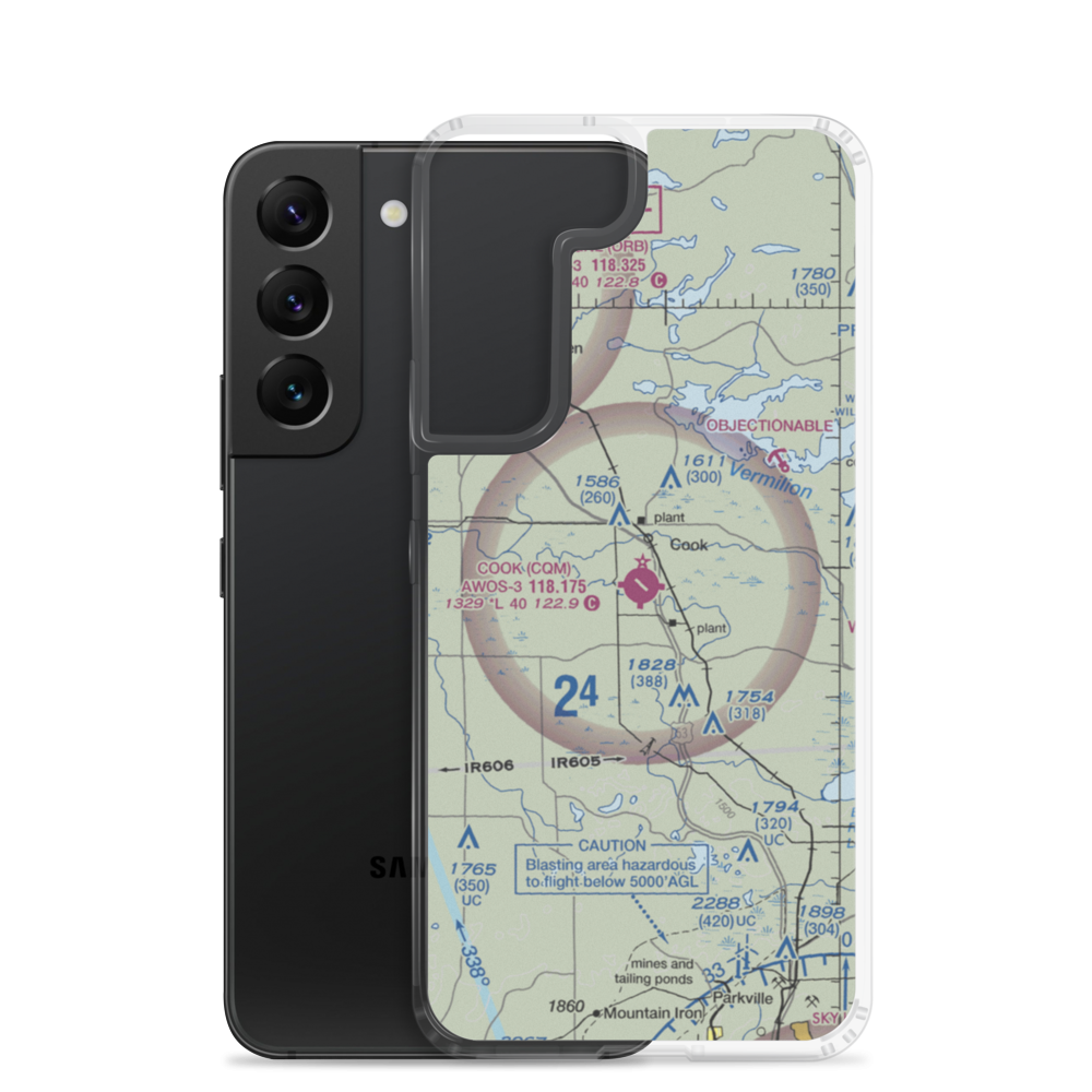 Cook Municipal Airport (CQM) VFR Sectional Samsung Case Samsung Galaxy S22 model shown