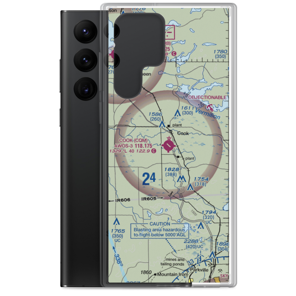 Cook Municipal Airport (CQM) VFR Sectional Samsung Case Samsung Galaxy S22 Ultra model shown