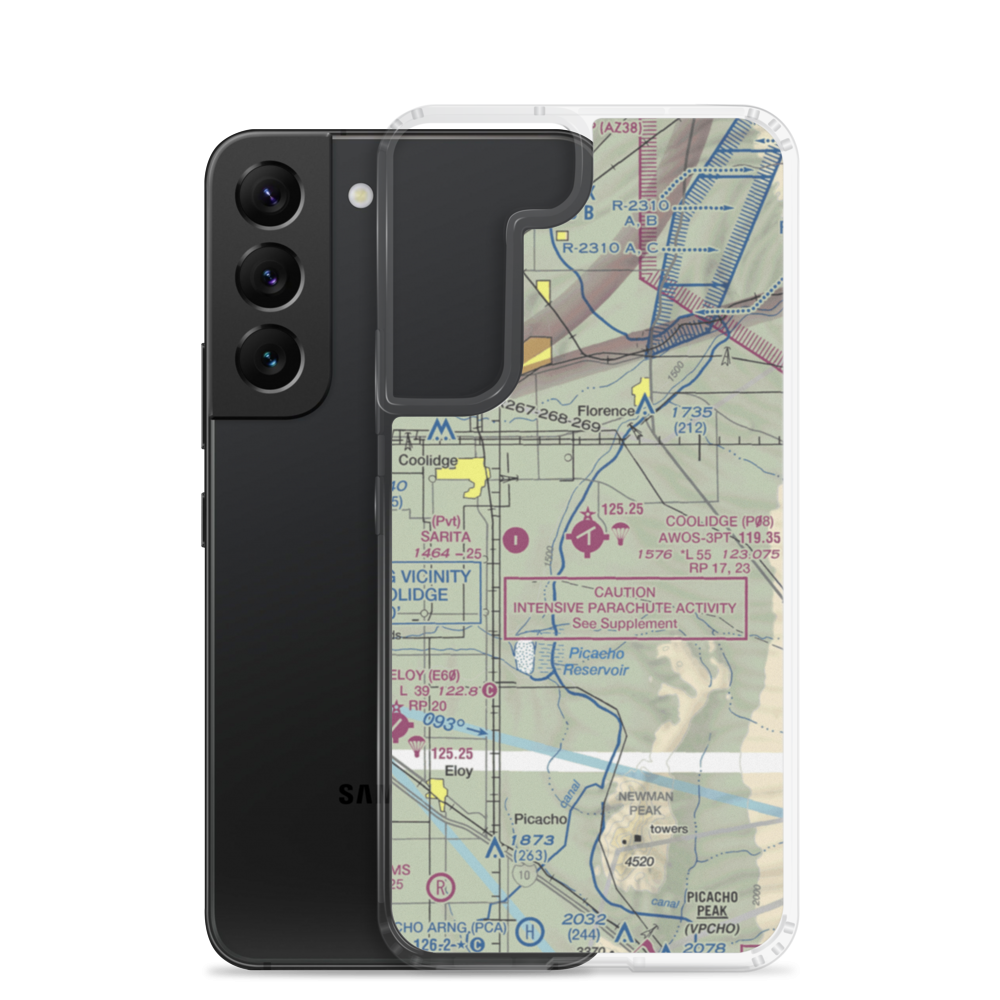 Coolidge Municipal Airport (P08) VFR Sectional Samsung Case Samsung Galaxy S22 model shown