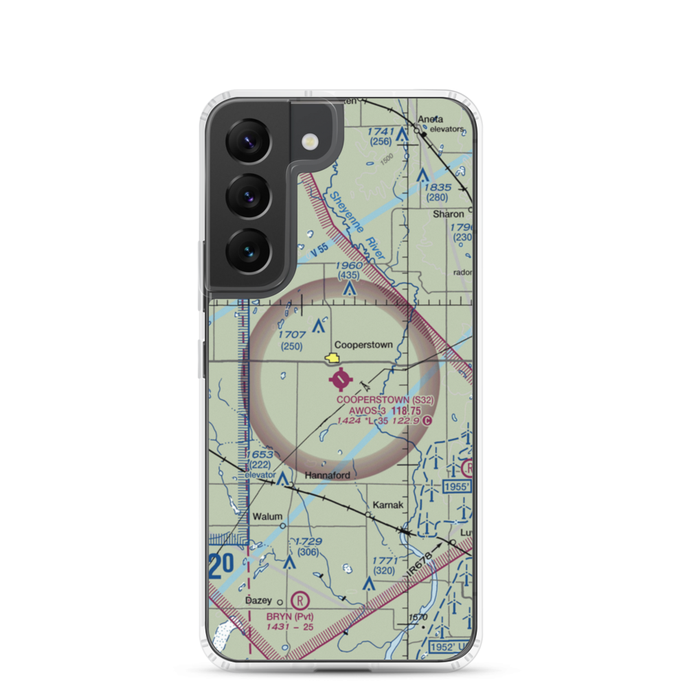 Cooperstown Municipal Airport (S32) VFR Sectional Samsung Case Samsung Galaxy S22 model shown