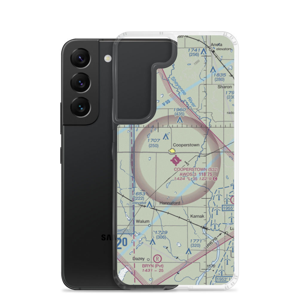 Cooperstown Municipal Airport (S32) VFR Sectional Samsung Case Samsung Galaxy S22 model shown