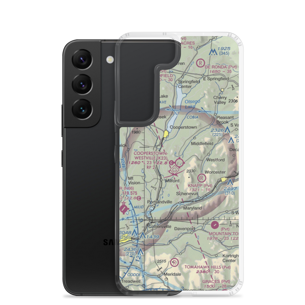 Cooperstown-Westville Airport (K23) VFR Sectional Samsung Case Samsung Galaxy S22 model shown