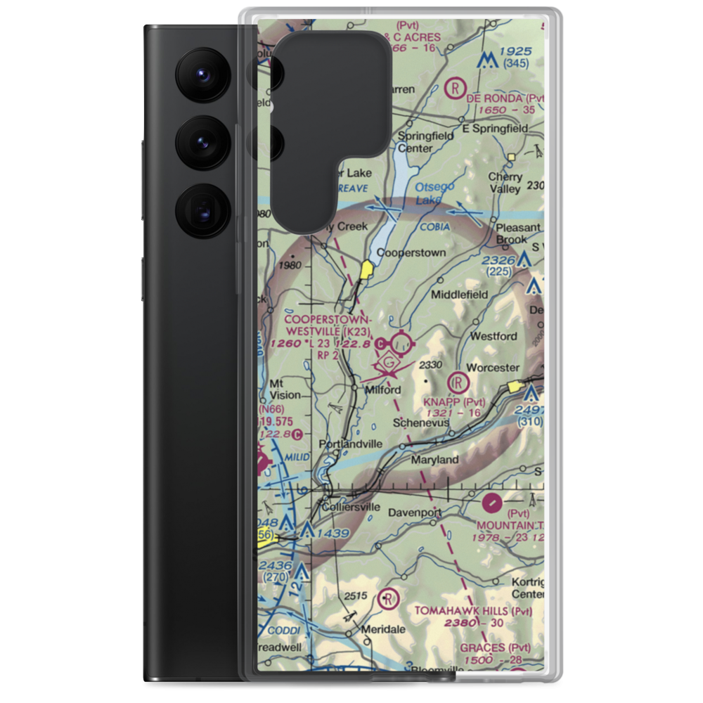 Cooperstown-Westville Airport (K23) VFR Sectional Samsung Case Samsung Galaxy S22 Ultra model shown