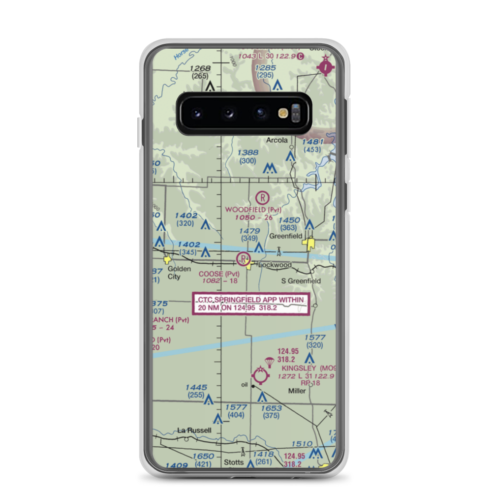 Coose Field (MO95) VFR Sectional Samsung Case Samsung Galaxy S10 model shown