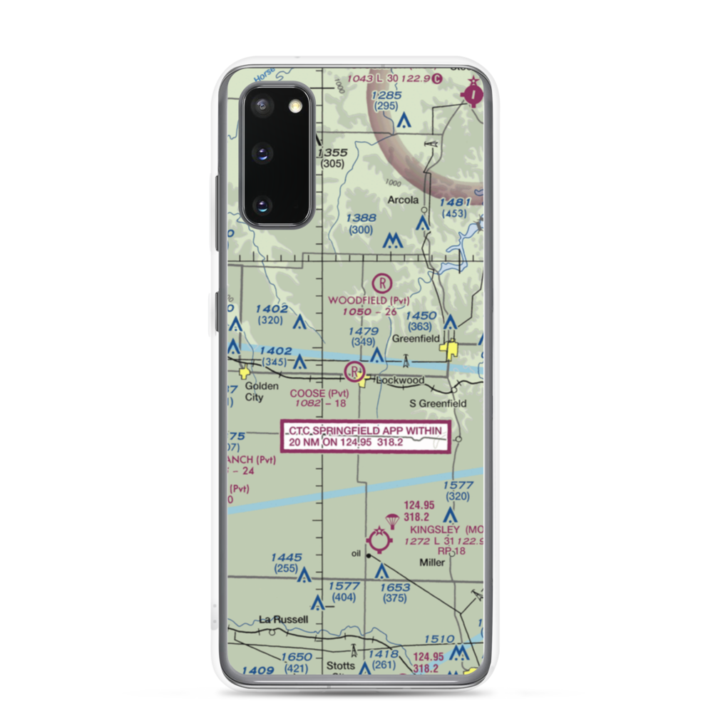Coose Field (MO95) VFR Sectional Samsung Case Samsung Galaxy S20 model shown