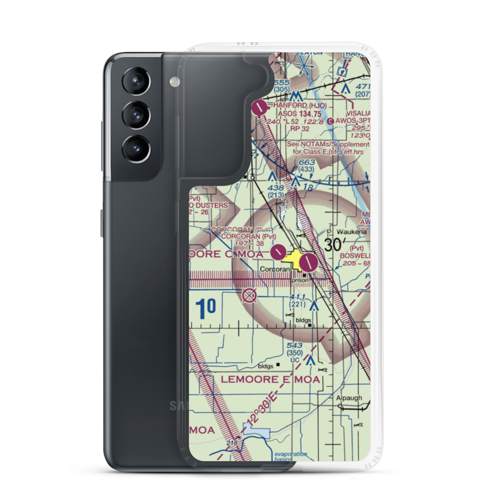 Corcoran Airport (43CN) VFR Sectional Samsung Case Samsung Galaxy S21 model shown