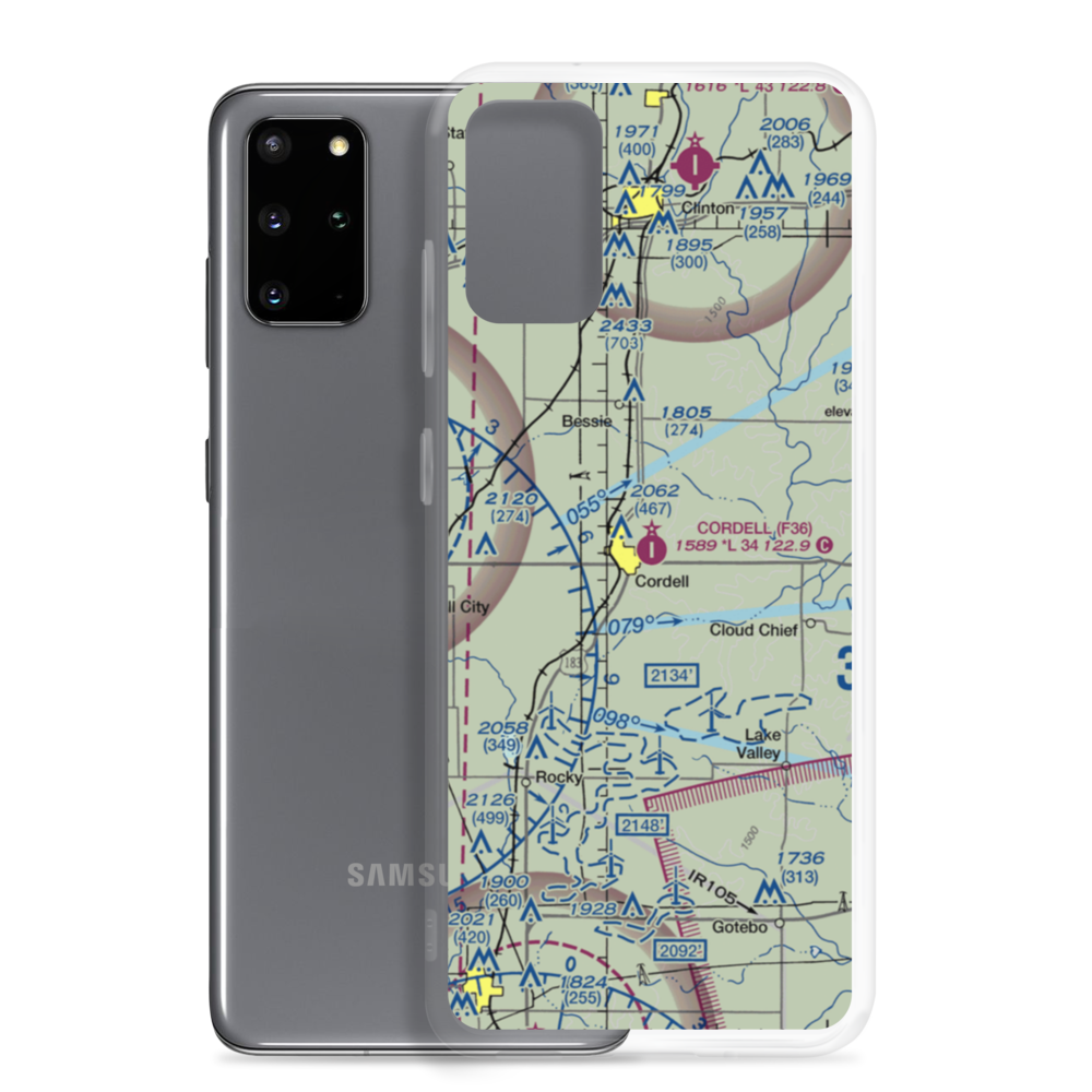 Cordell Municipal Airport (F36) VFR Sectional Samsung Case Samsung Galaxy S20 Plus model shown