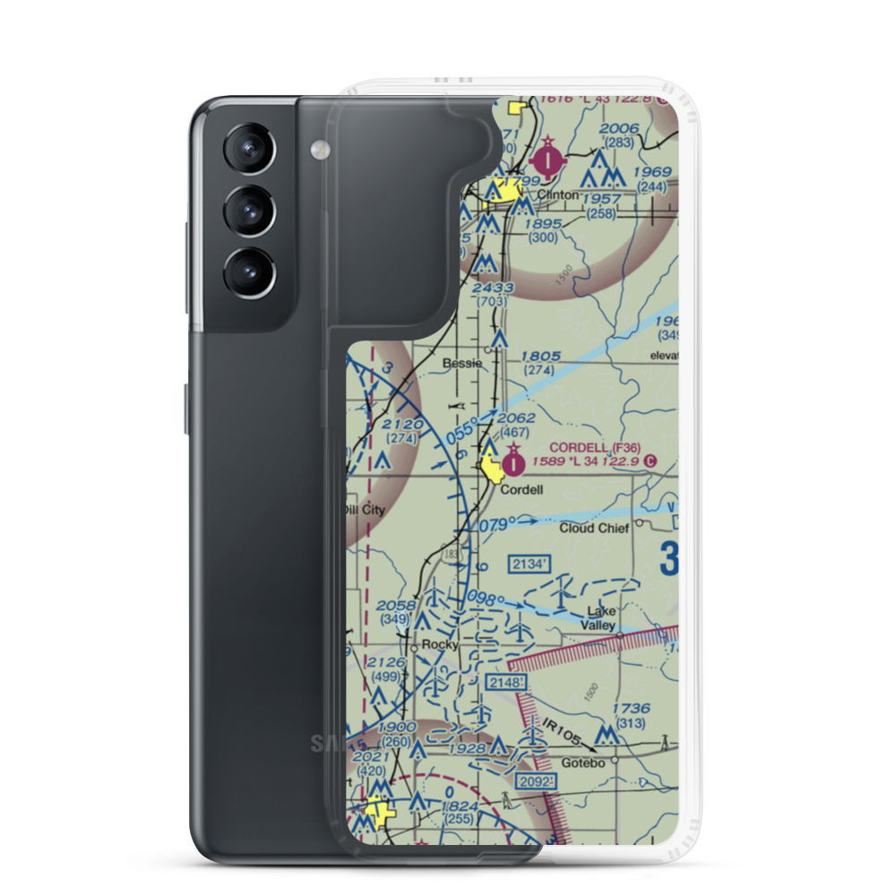 Cordell Municipal Airport (F36) VFR Sectional Samsung Case Samsung Galaxy S21 model shown