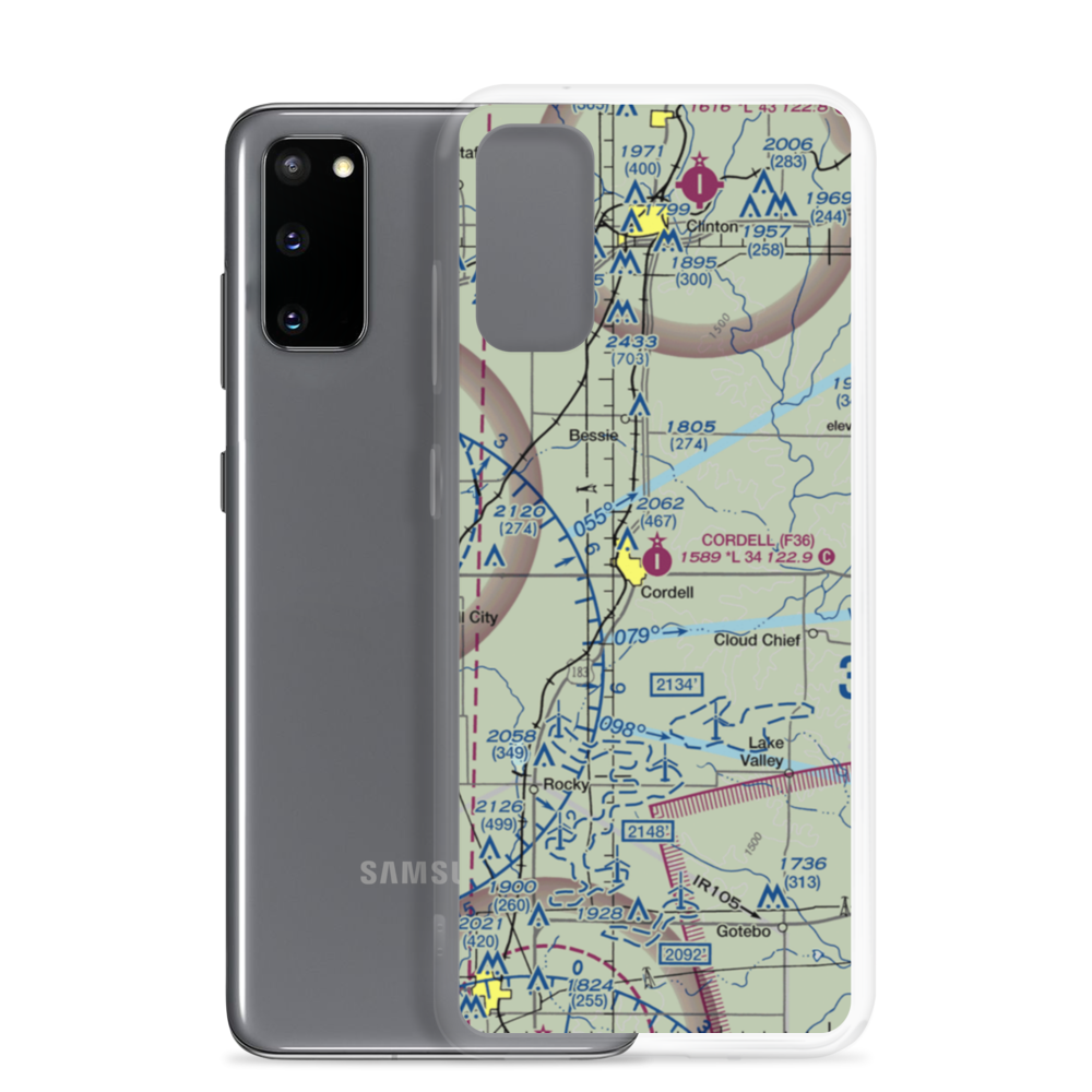 Cordell Municipal Airport (F36) VFR Sectional Samsung Case Samsung Galaxy S20 model shown