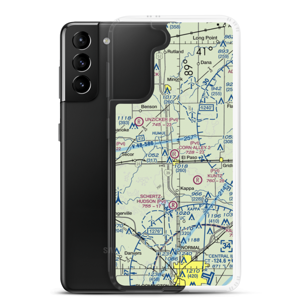 Corn Alley 2 Airport (74IL) VFR Sectional Samsung Case Samsung Galaxy S21 Plus model shown