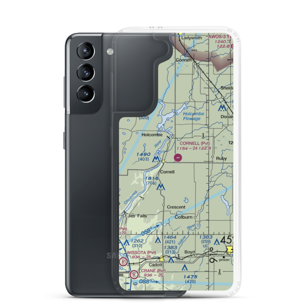 Cornell Municipal Airport (4WI9) VFR Sectional Samsung Case Samsung Galaxy S21 model shown